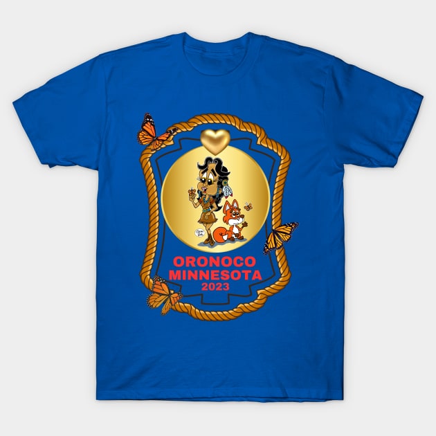 Cute Oronoco Minnesota native girl red fox butterflies all part of Gold Rush Gang 2023 T-Shirt by Shean Fritts 